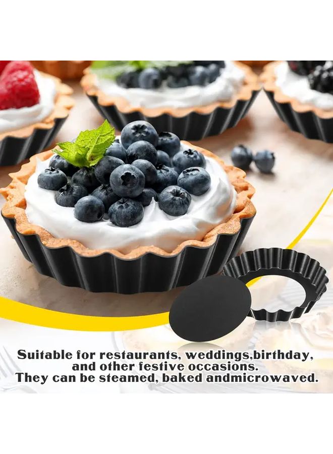8Pcs Professional Mini Tart Pan Set Nonstick Removable Bottom Carbon Steel - Image 1